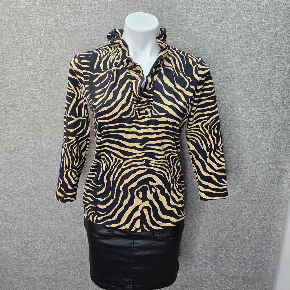 J.MCLAUGHLIN ANIMAL PRINT 3/4 SLEEVE CATALINA CLOTH TOP, SIZE M *
